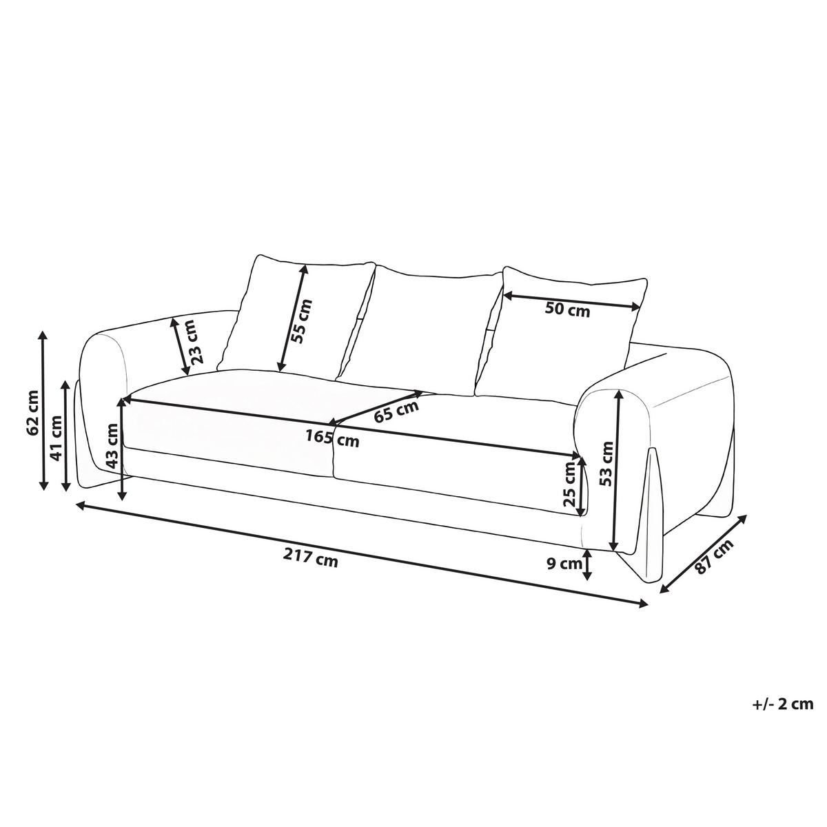 3-SITZER-SOFA Taupe Vinliden - Beige/Braun, Textil (217/62/87cm) - Beliani