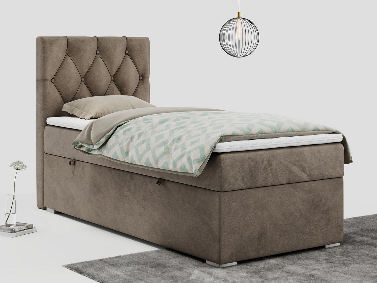 BOXBETT ALDA 90/200 Braun Velvet - H3 - Links Seite - Braun, Holz/Textil (90/200cm) - MKS