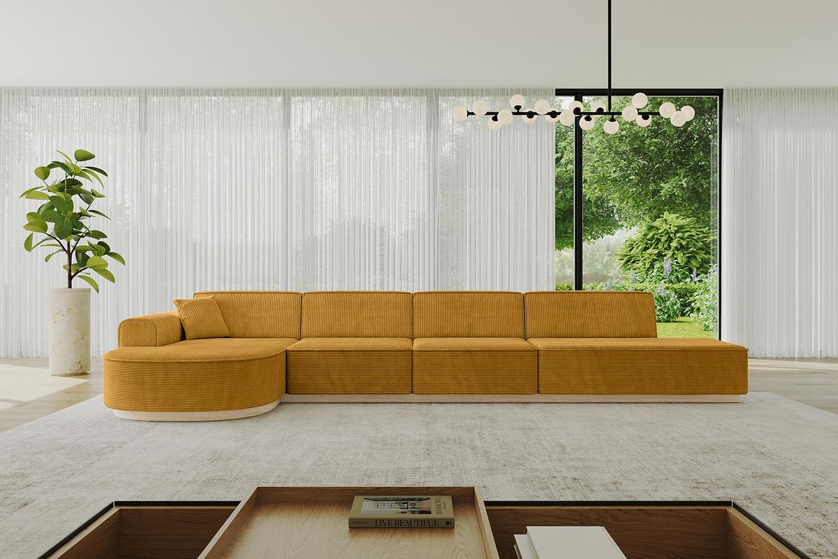 ECKSOFA Ottomane Links ARRIO-L3 - 413x171x83 cm Senfgelb - Currygelb/Gelb, Holzwerkstoff/Textil (413/171cm) - ALTDECOR
