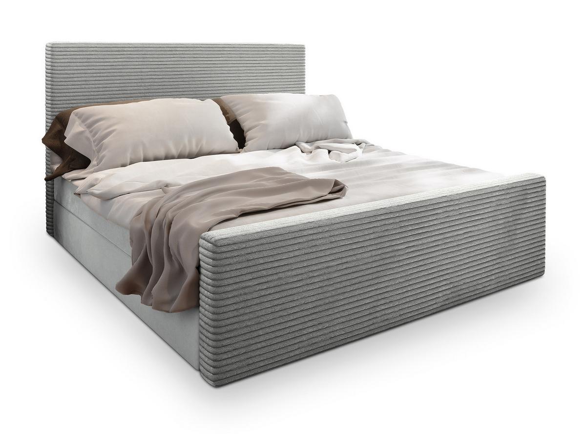 BOXBETT ALORIA 160x200 cm mit Matratze und Topper - Hellgrau - Hellgrau, Holz (160/200cm) - MASSENO