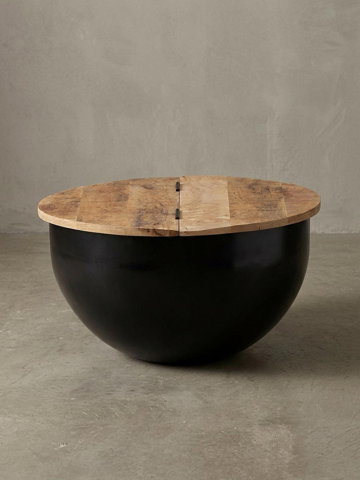 COUCHTISCH Industrial-Style Mango-Holz mit Metall, Aufklappbarer Stauraum - Schwarz, Holz/Metall (60/60/34cm) - KADIMA DESIGN