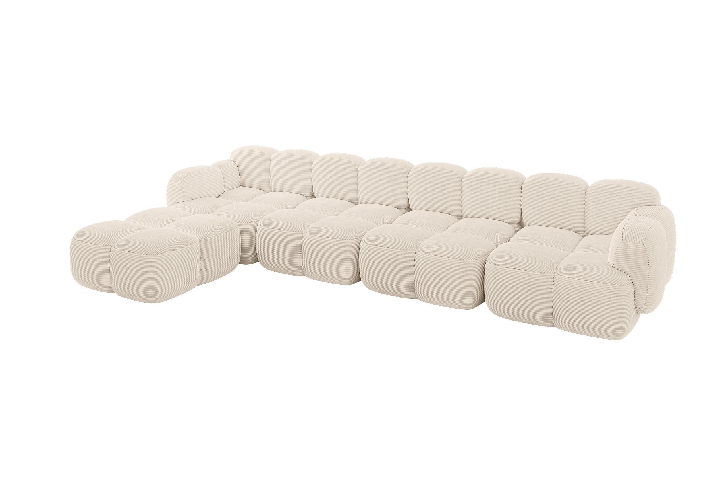 ECKSOFA modulares Sofa Links Miko-L3 390x205x75 Beige Cord - Beige/Schwarz, Holzwerkstoff/Kunststoff (390/205cm) - ALTDECOR