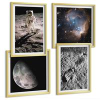 BILDER SET 4er Set - 50x50 cm & 40x60 cm Goldrahmen - Astronautenfoto vom Mond - Goldfarben, Kunststoff (50/50cm) - TULUP