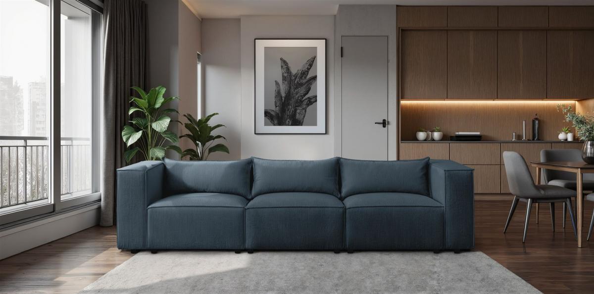 SOFA 3-sitzer Nevio - Blau, Holzwerkstoff/Textil (290/71/105cm) - Fun Möbel