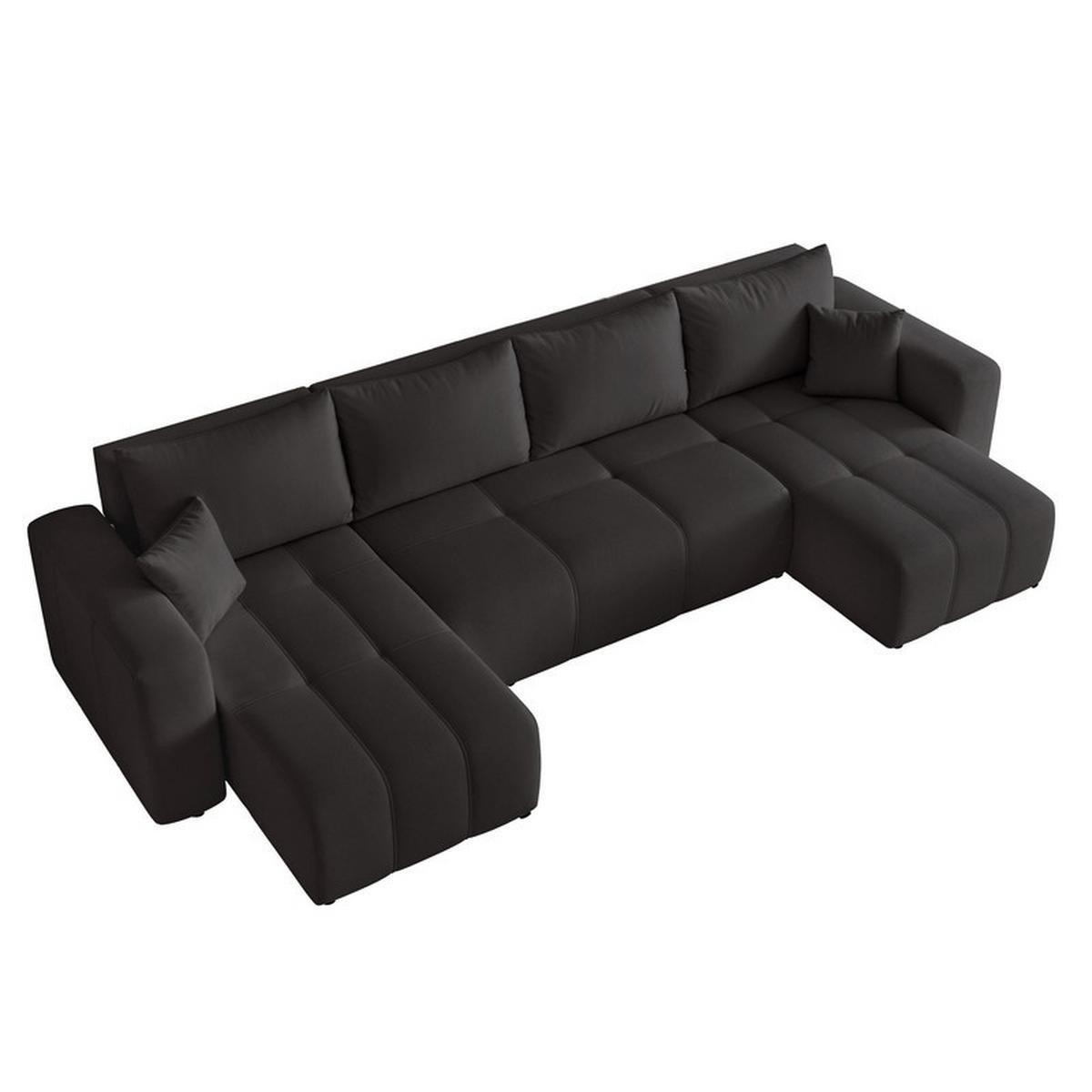 WOHNLANDSCHAFT PEDRO mit Schlaffunktion und Bettkasten Anthrazit - Schwarz, Holzwerkstoff/Textil (318/79/145cm) - Idohome