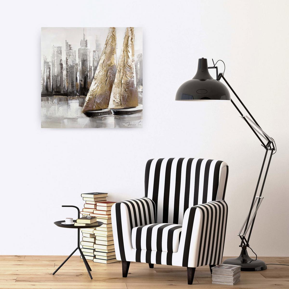 ÖLGEMÄLDE 80/80 cm - Grau, Holz/Textil (80/80cm) - KUNSTLOFT