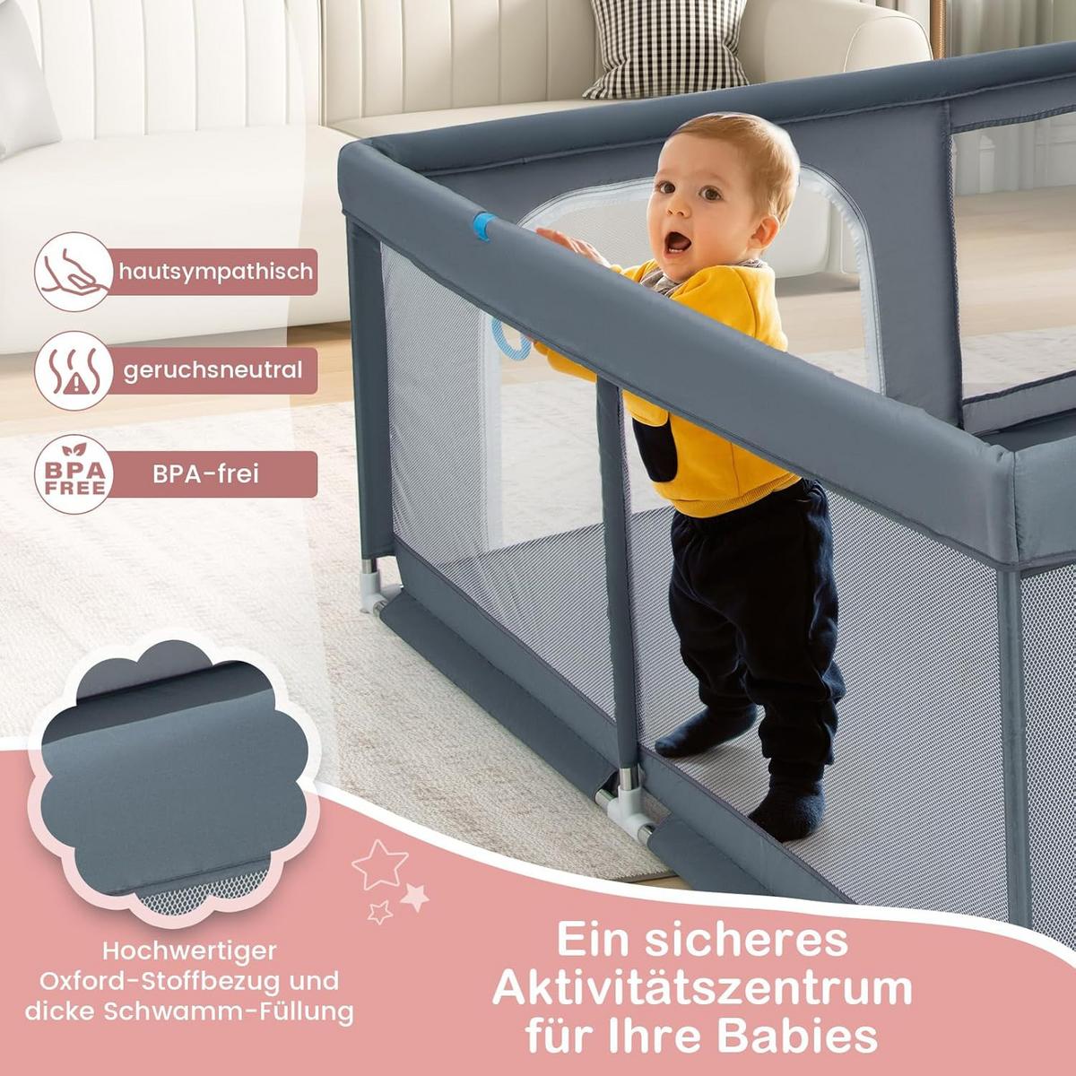 LAUFSTALL 68cm Grau - Grau, Kunststoff (200/180cm) - COSTWAY