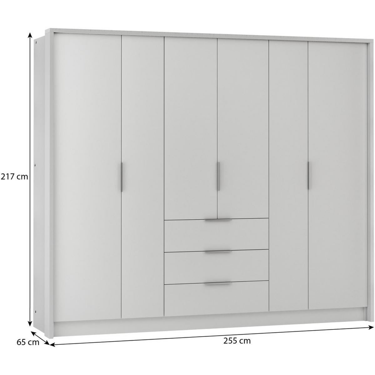 DREHTÜRENSCHRANK Bombay mit 6 Türen und 3 Schubladen, graphitfarben - Graphitfarben, Holzwerkstoff (255/217/65cm) - Beautysofa