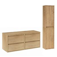 BADMÖBEL 120cm Edmé 2er-Set Holz - Braun, Holzwerkstoff (120/52.2/46cm) - Petits-meubles