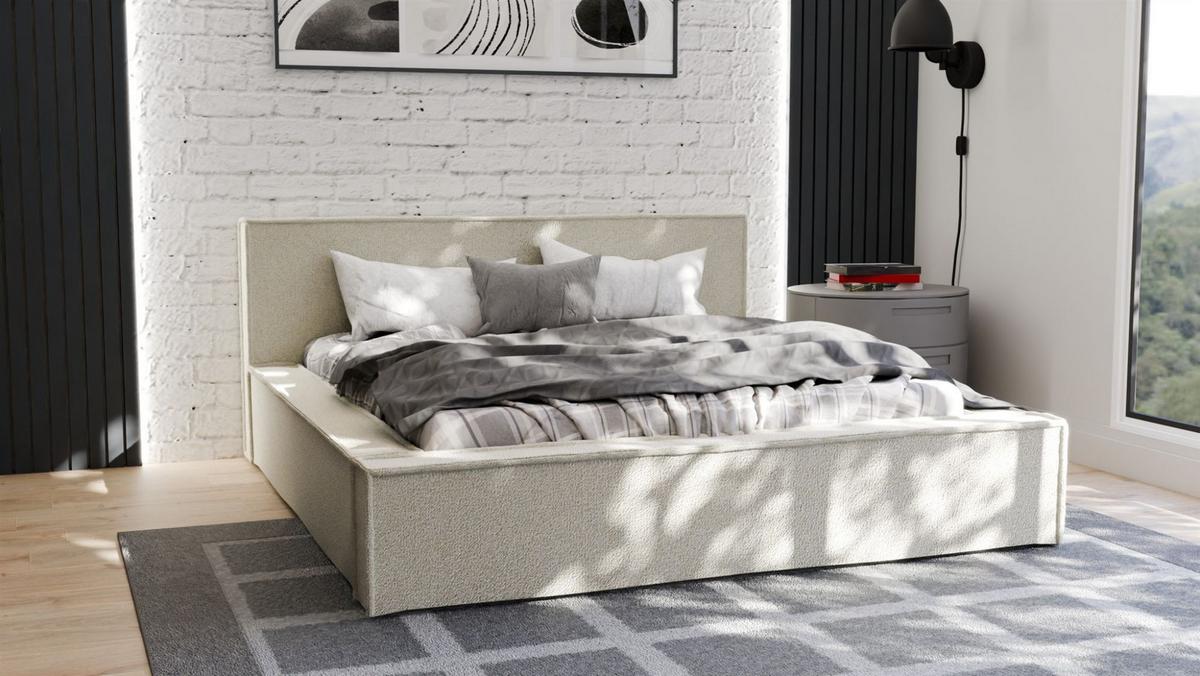 POLSTERBETT Aldana In Puente - Creme, Holzwerkstoff/Textil (160/200cm) - Fun Möbel