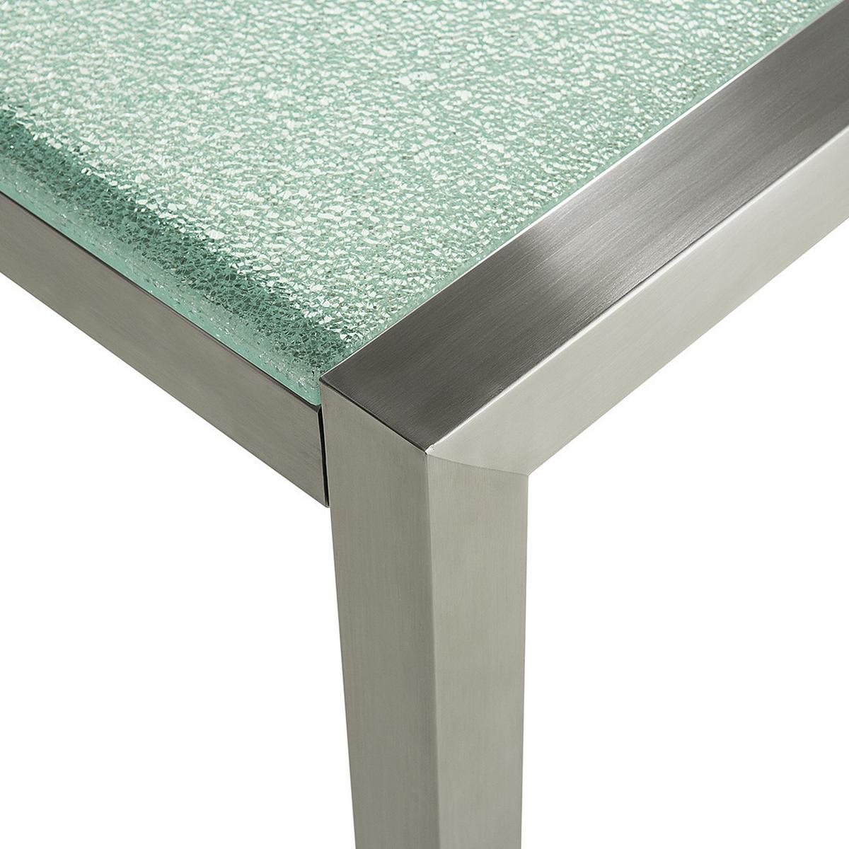 GARTENTISCH Edelstahl/Crashglas 220/100 cm Grosseto - Transparent/Silberfarben, Glas (220/100/74cm) - Beliani