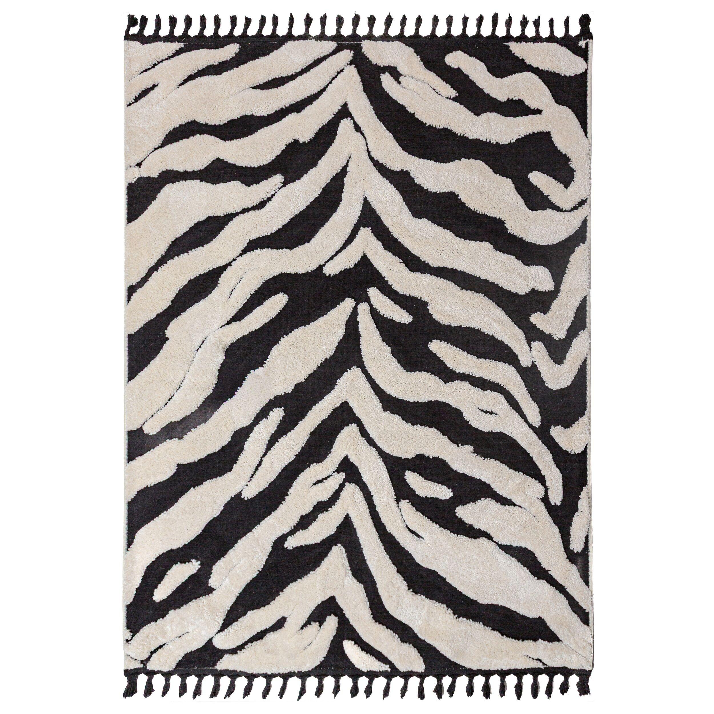 TEPPICH Hochflor mit Fransen MARA in Beige, mit Tier-Motiv, 200 x 300 cm - Beige, Textil (300/200cm) - KADIMA DESIGN