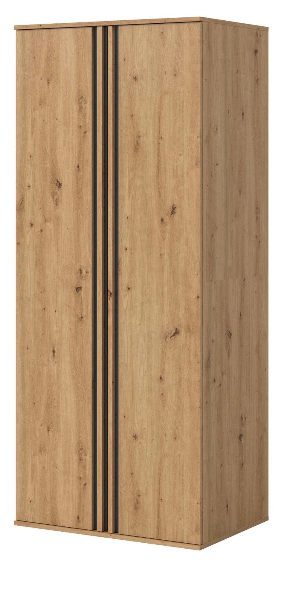 KLEIDERSCHRANK Eiche Artisan, grau 80 x 192 cm, Drehtürenschrank 2-türig - Anthrazit/Eiche Artisan, Holzwerkstoff (80/192/56cm) - Inn.Furn