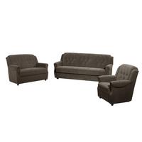 SOFAGARNITUR 3-2-1 Kaylyn Flockstoff braun - Braun, Kunststoff (200/89/83cm) - 58aufmkessel