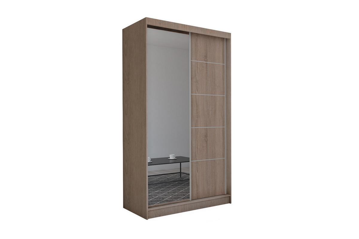 SCHWEBETÜRENSCHRANK MIRELLA 150/216/61 cm 2-türig mit Spiegel Sonoma Eiche - Sonoma Eiche, Holzwerkstoff (150/216/61cm) - MASSENO