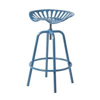 BARHOCKER Traktorsitz, Metall im Vintage-Look, höhenverstellbar - Blau, Metall (47/74/50cm) - Homescapes
