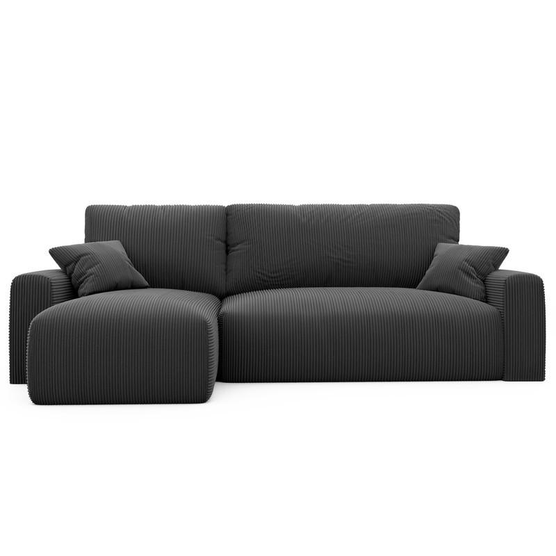 ECKSOFA JOBO mit Schlaffunktion und Bettkasten Anthrazit - Schwarz, Holzwerkstoff/Textil (250/160cm) - Idohome