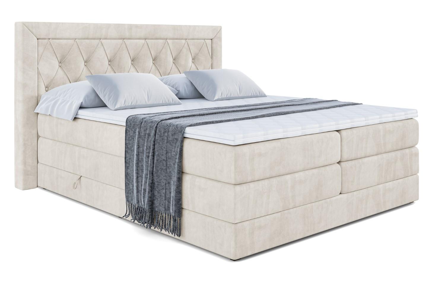 BOXSPRINGBETT NOEL KING - 140 x 200 - H3/H4 - Ecru - Ecru, Holzwerkstoff (140/200cm) - ALTDECOR