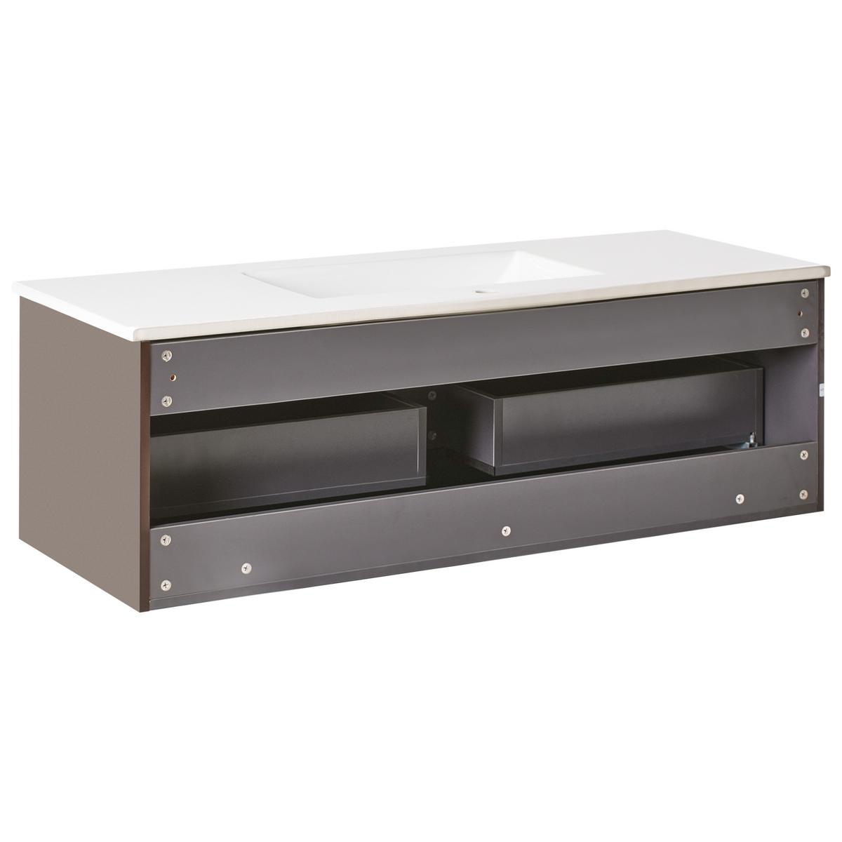 WASCHBECKENUNTERSCHRANK wandmontiertk mit Waschbecken Braun Madidi - Braun, Holzwerkstoff (120/38/45cm) - Beliani