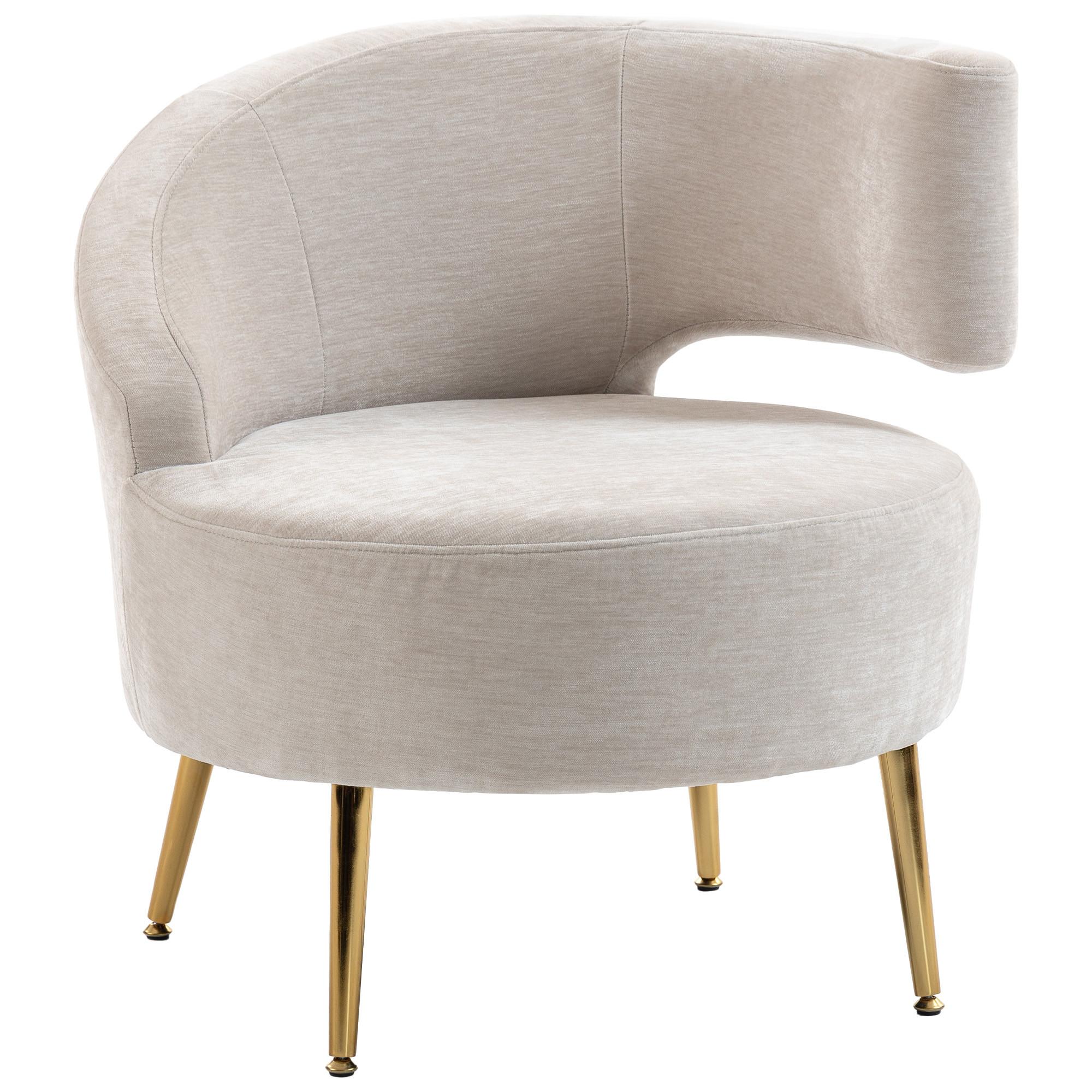 SESSEL Polyester Cremeweiß - Goldfarben/Creme, Textil/Metall (65/67/69cm) - HOMCOM