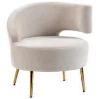 SESSEL Polyester Cremeweiß - Goldfarben/Creme, Textil/Metall (65/67/69cm) - HOMCOM