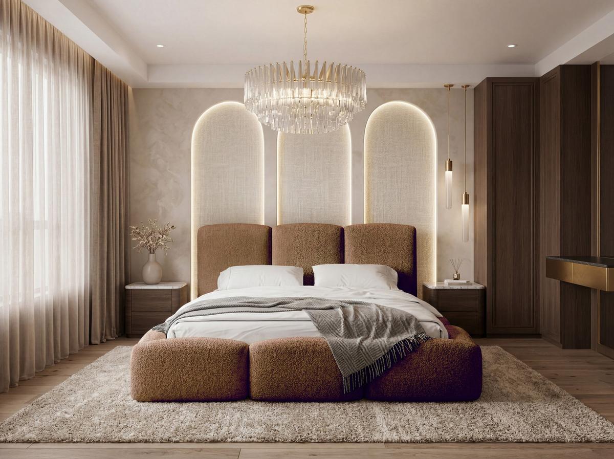 POLSTERBETT Harmony mit Bettkasten, Braun Boucle 180x200 cm - Beige/Birkefarben, Holzwerkstoff/Kunststoff (180/200cm) - WFL GROUP