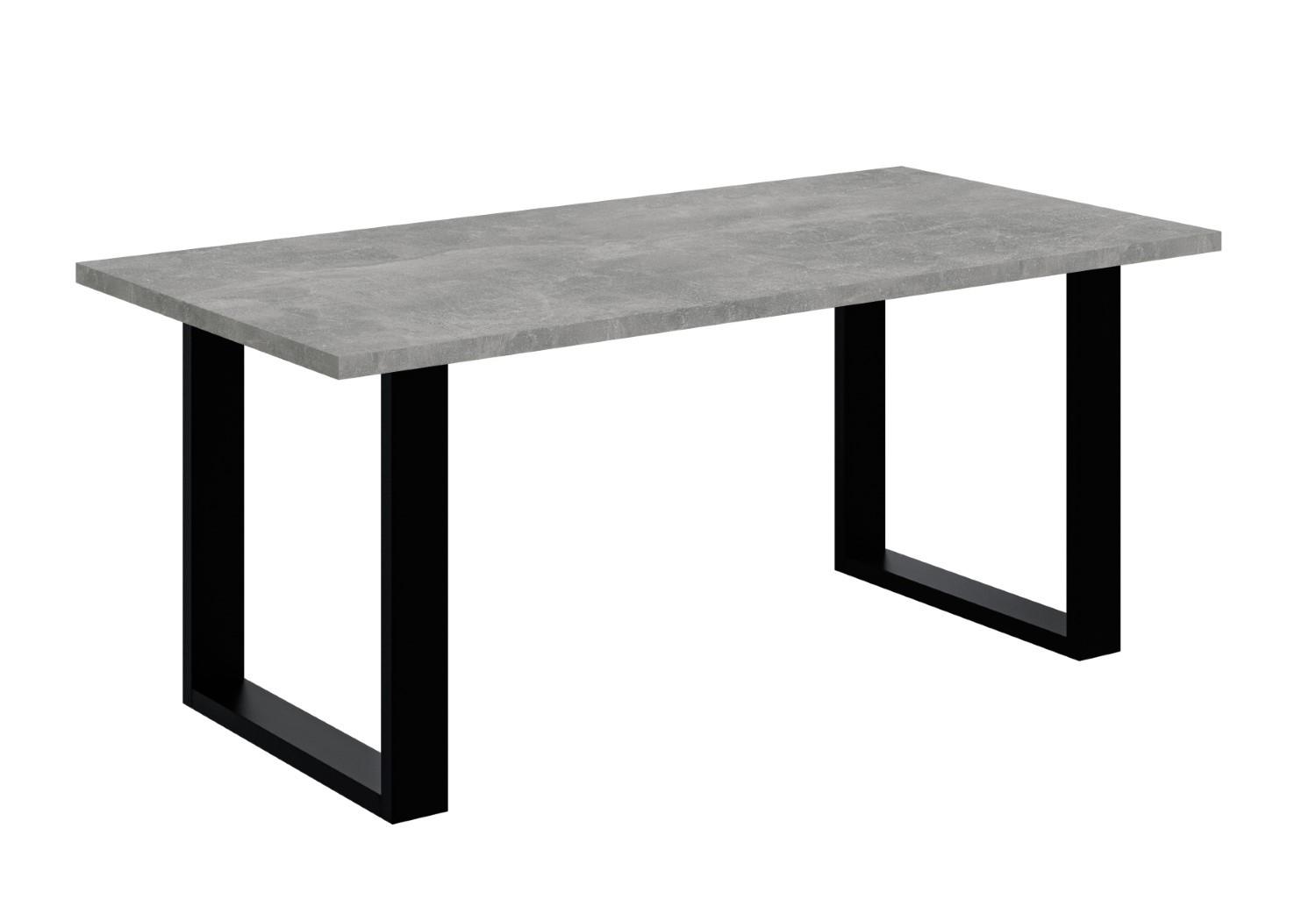ESSTISCH 160x90x75 cm - Betonoptik / Schwarz - KLYN U - Grau, Holzwerkstoff (160/90/75cm) - ALTDECOR