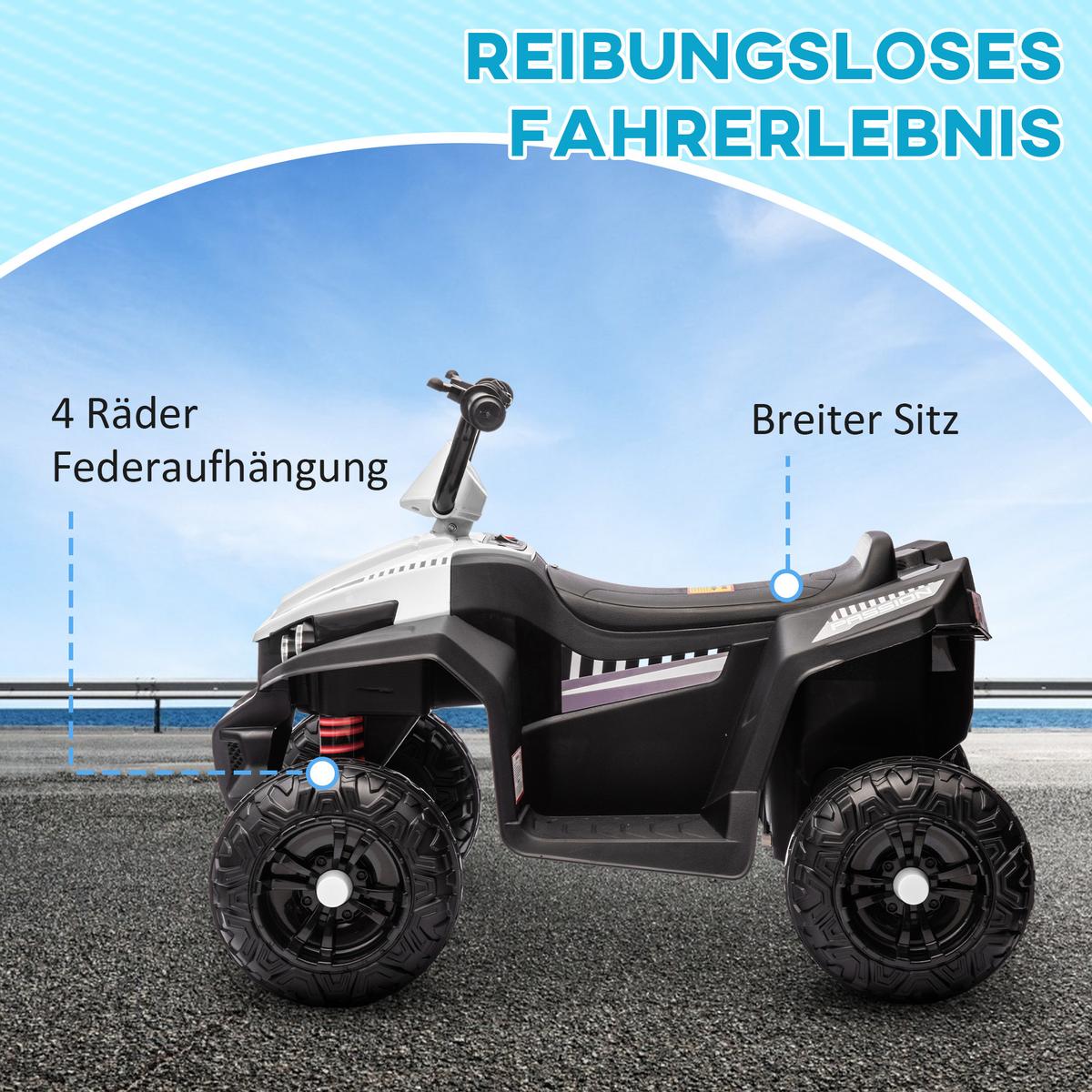 KINDER Elektroquad, Weiß, Kunststoff, Metall, 85cm x 55,5cm x 62cm - Weiß, Metall (85/55.5/62cm) - AIYAPLAY