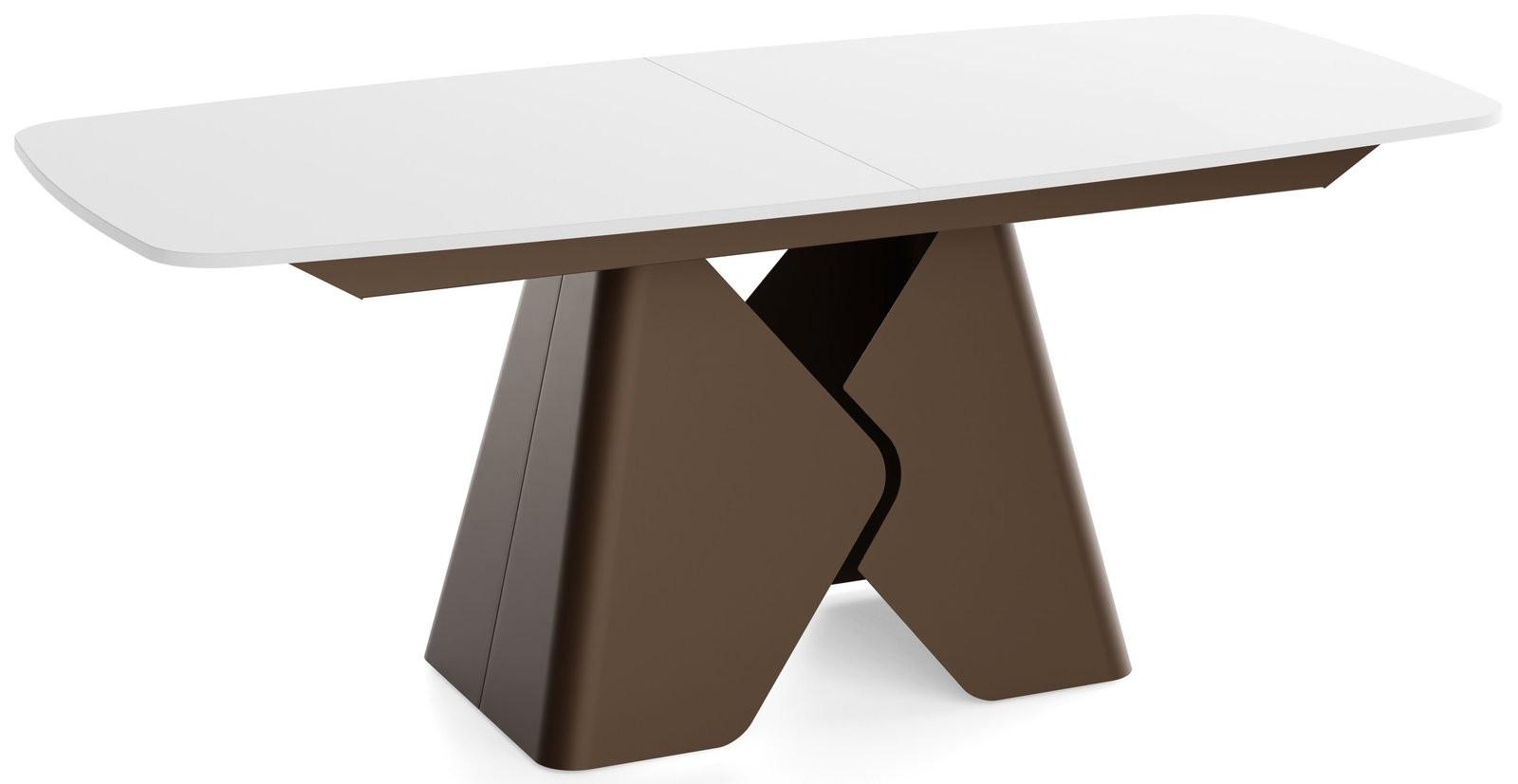 ESSTISCH Vanta rechteckig ausziehbar verlängerbar mit Braunem Metallgestell, Weiß 180-270/90/76 cm - Weiß/Braun, Holzwerkstoff/Metall (90/270/76cm) - WFL GROUP