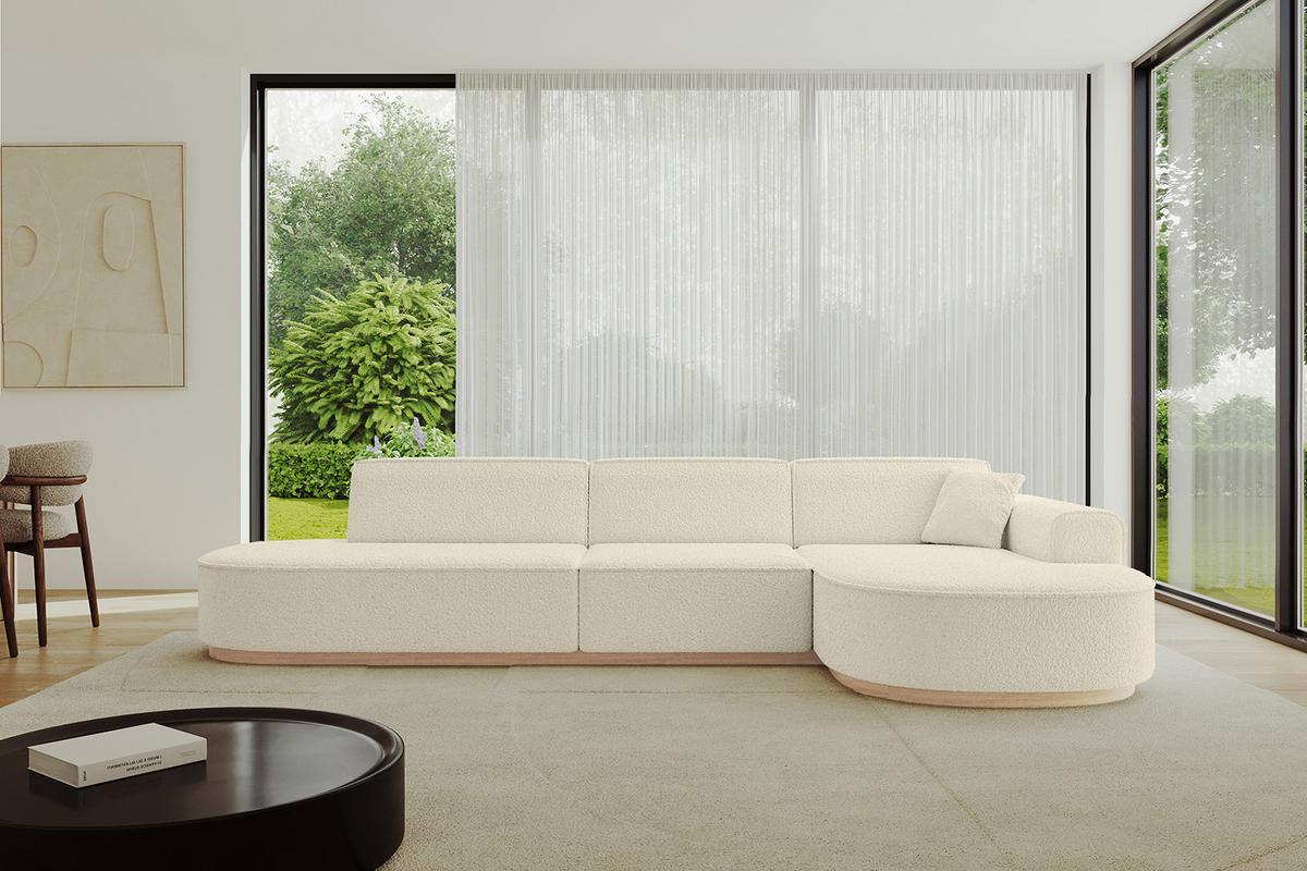 ECKSOFA Ottomane Rechts MARI-L2-v1 - 328x171x83 cm Beige Bouclé - Beige, Holzwerkstoff/Textil (171/328cm) - ALTDECOR