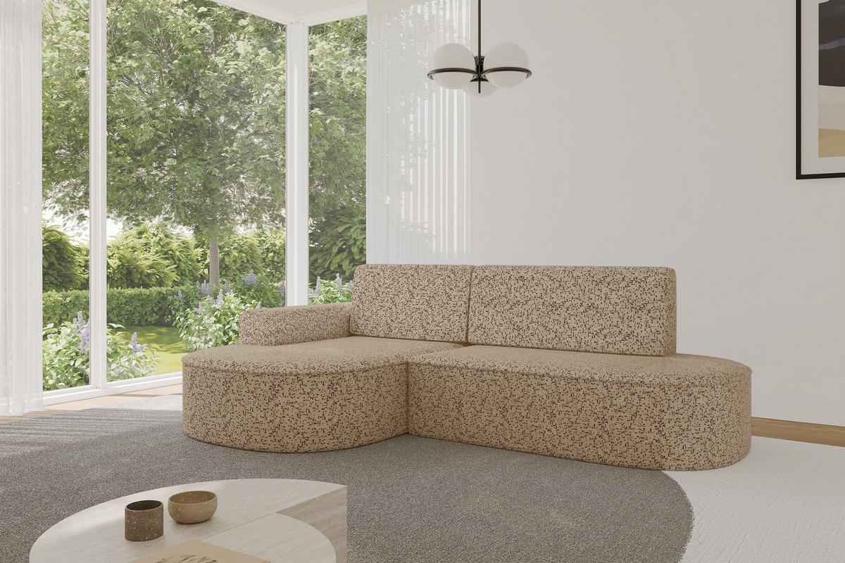 ECKSOFA mit Schlaffunktion und Bettkasten Ottomane Links MARI-L1-S - 283x167x73 cm Braun Tissu - Schwarz/Braun, Holzwerkstoff/Kunststoff (283/167cm) - ALTDECOR