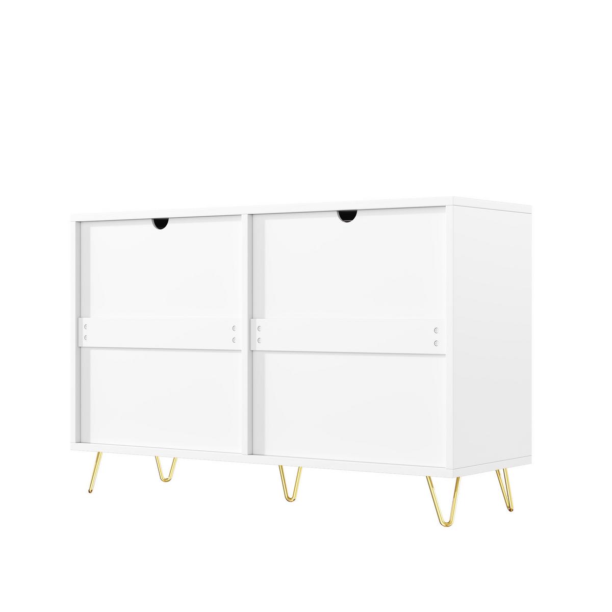 SIDEBOARD weiß gold 120cm 6 schubladen modern - Weiß, Holzwerkstoff (120/77/40cm) - Urban Meuble