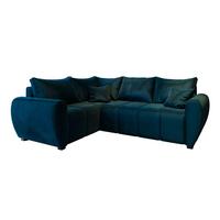 ECKSOFA MADISON L L-S Blau Plüsch-Stoff mit Schlaffunktion - Blau/Schwarz, Holz/Kunststoff (235/175cm) - MASSENO