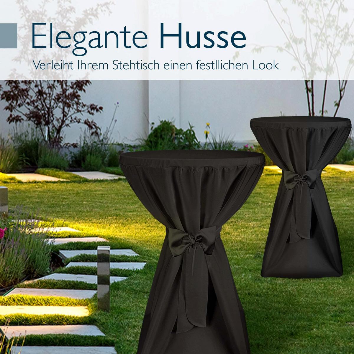 STEHTISCH Sylt Ø 70cm Grau mit Premium Stehtischhusse Ø 70cm Schwarz - Schwarz Hochglanz/Schwarz, Kunststoff/Textil (70/70/110cm) - Beautissu 