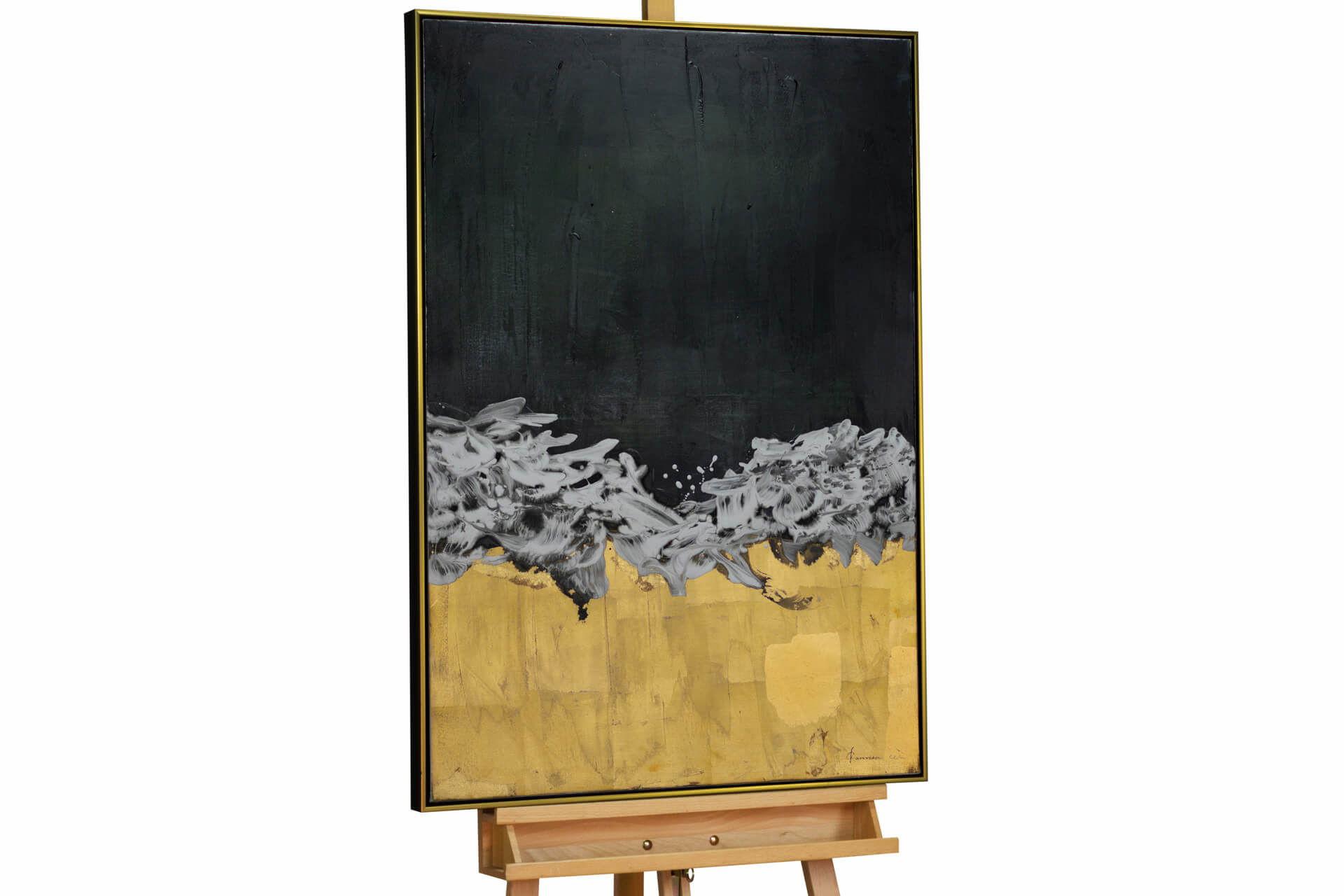 ACRYLBILD HANDGEMALT 77,5/102,5 cm - Goldfarben/Schwarz, Textil (77.5/102.5cm) - KUNSTLOFT