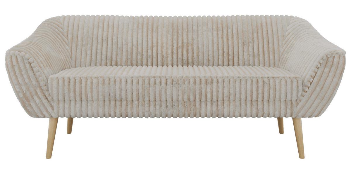 3-SITZER-SOFA PIRS - Beige Cord - Holzbeine - Beige/Buchefarben, Holzwerkstoff/Textil (180/75/74cm) - MKS
