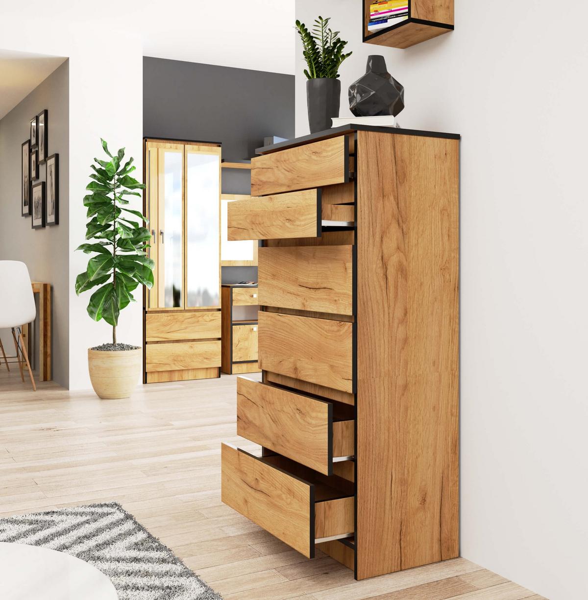 KOMMODE Eiche Craft 130/60/40 - Eiche San Remo, Holzwerkstoff (60/130/40cm) - RAUMHIRSCH FURNITURE