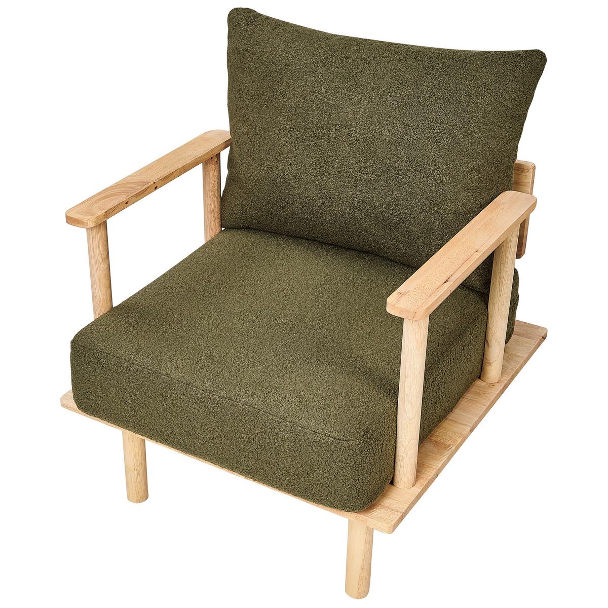 SESSEL Dunkelgrün Asker - Dunkelgrün/Braun, Textil (70/87/74cm) - Beliani