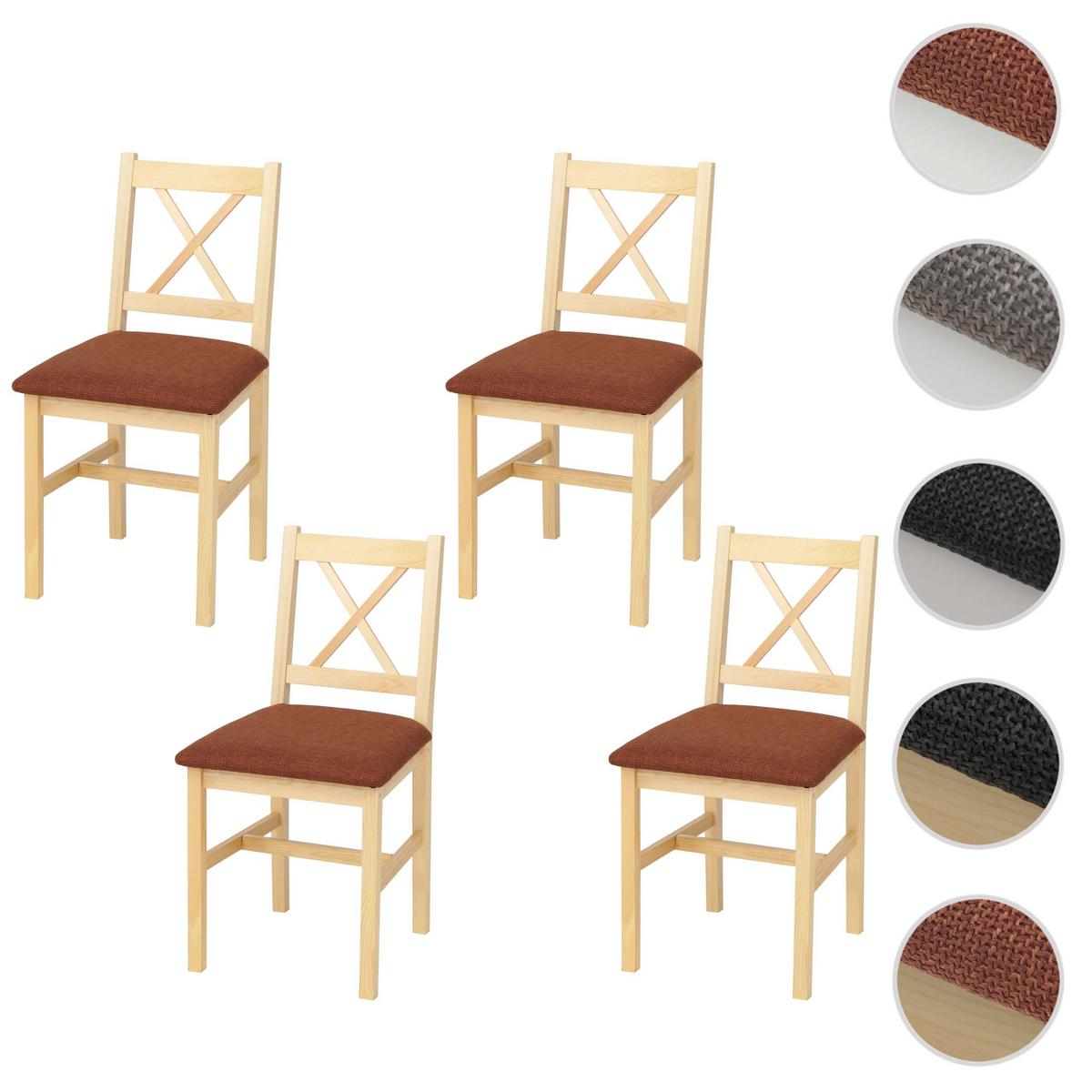 ESSZIMMERSTUHL Kiefer, Orange 4er-Set - Orange/Kieferfarben, Holz (43/85/44cm) - MCW
