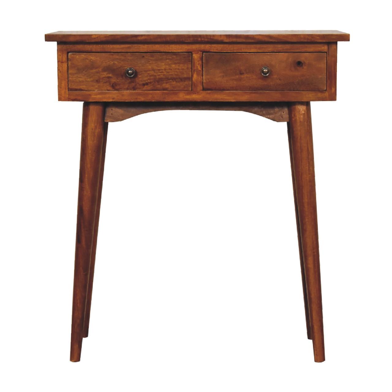 KONSOLENTISCH Mini, im Kastanienholz-Finish, mit 2 Schubladen, Braun - Messingfarben/Braun, Holz/Metall (30/70/78cm) - Artisan Furniture
