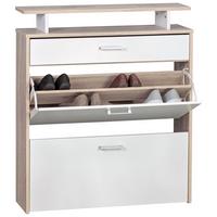 SCHUHKIPPER – Sonoma Eiche, 4 Fächer, großzügige Ablage, MDF-Holz - Beige, Holz (80/95/24cm) - KADIMA DESIGN