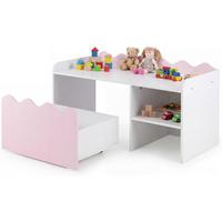 KINDERTISCH mit Rollen rosa(2-tlg) - Pink, Holzwerkstoff (89.5/45/40cm) - COSTWAY