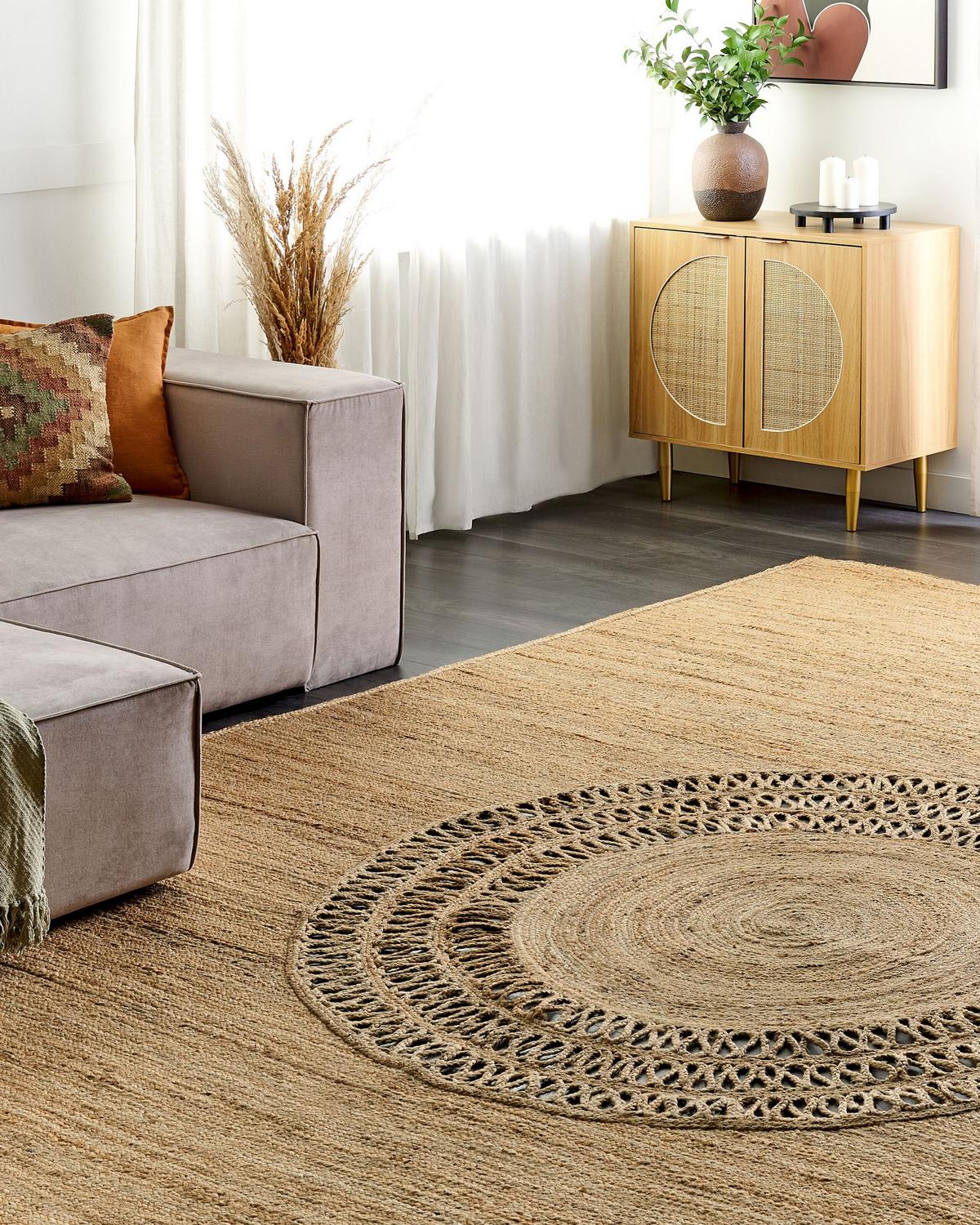 TEPPICH geflochten Beige 160/230 cm Bogazoren - Beige, Naturmaterialien (160/230cm) - Beliani