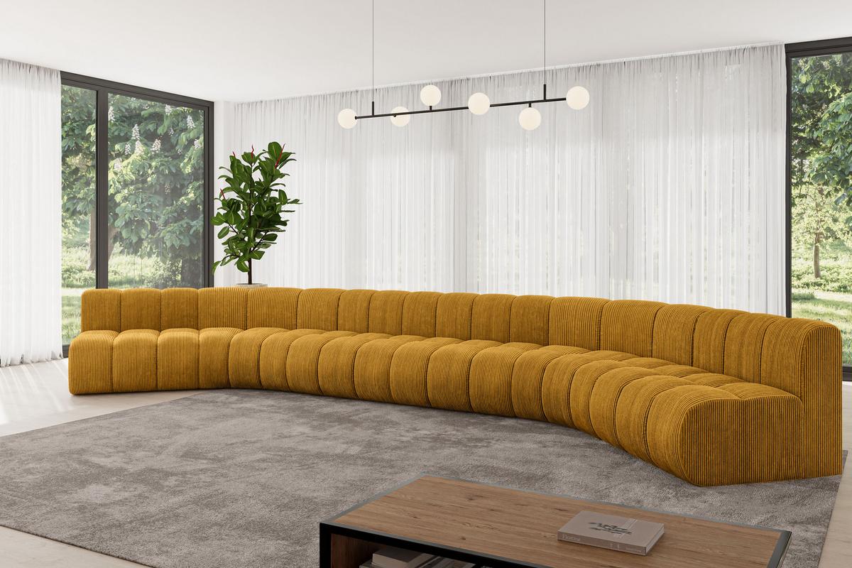 WOHNLANDSCHAFT modulares Sofa Montra-U2 - 581x174x70 cm Senfgelb - Currygelb, Holzwerkstoff/Textil (581/70/174cm) - ALTDECOR