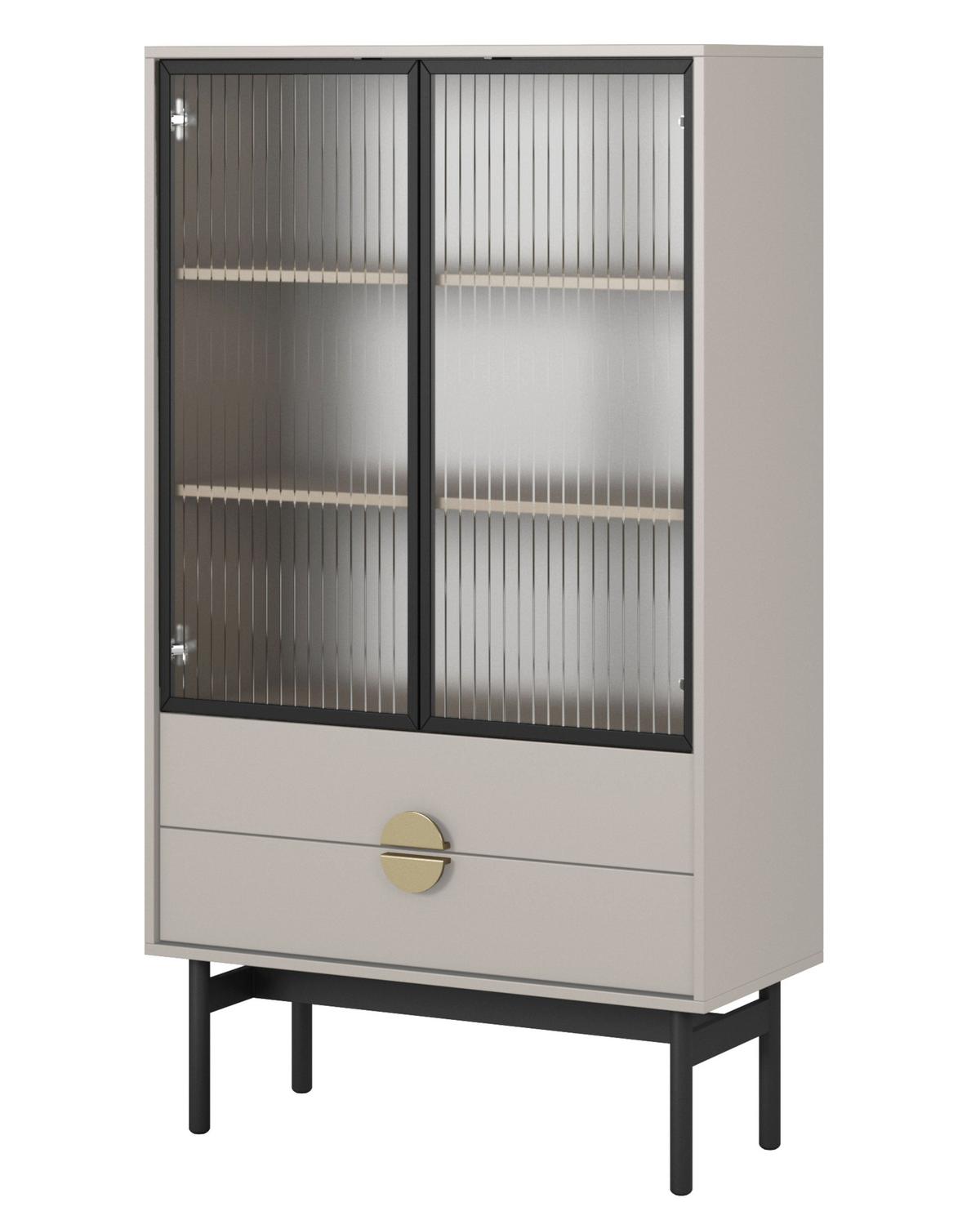 VITRINE Stoon II Taupe 150 cm - Taupe/Goldfarben, Holzwerkstoff/Metall (85/150/41cm) - Selsey