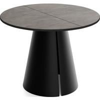 ESSTISCH Lamio runder ausziehbarer, Beton-Optik Dunkelgrau 120-200/120/76 cm - Dunkelgrau/Schwarz, Holzwerkstoff/Metall (120/196/76cm) - WFL GROUP