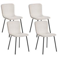 ESSZIMMERSTUHL 4er-Set Hellbeige Caldwell - Weiß, Textil (45/80/46cm) - Beliani