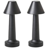 KABELLOSE LED Tischlampe 2er Set mit Dimmer Metall Schwarz Joanes - Schwarz, Metall (9/9/24cm) - Beliani