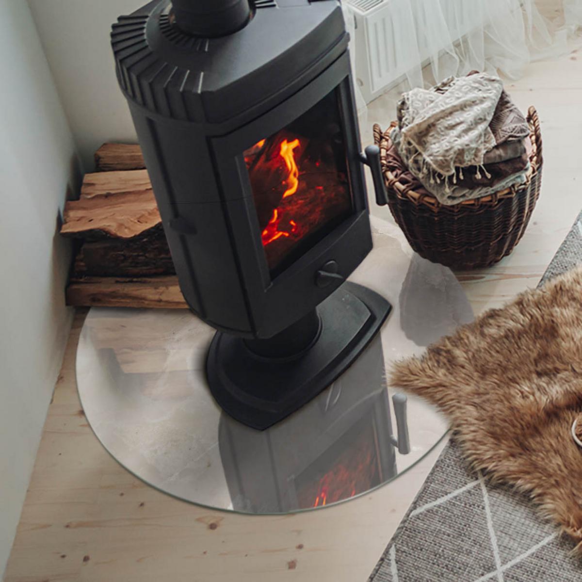 GLASPLATTE für Kamin Ø 70 cm - Creme, Glas (70/70/0.4cm) - TULUP