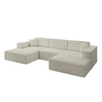 WOHNLANDSCHAFT IREA-U1-v4 - 301x165x77 cm Creme - Ecru/Creme, Holzwerkstoff/Textil (301/77/165cm) - ALTDECOR